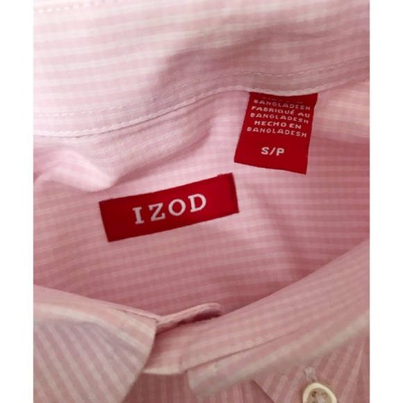 IZOD Sz S Red Label Premium Gingham Dress Shirt - Picture 5 of 6